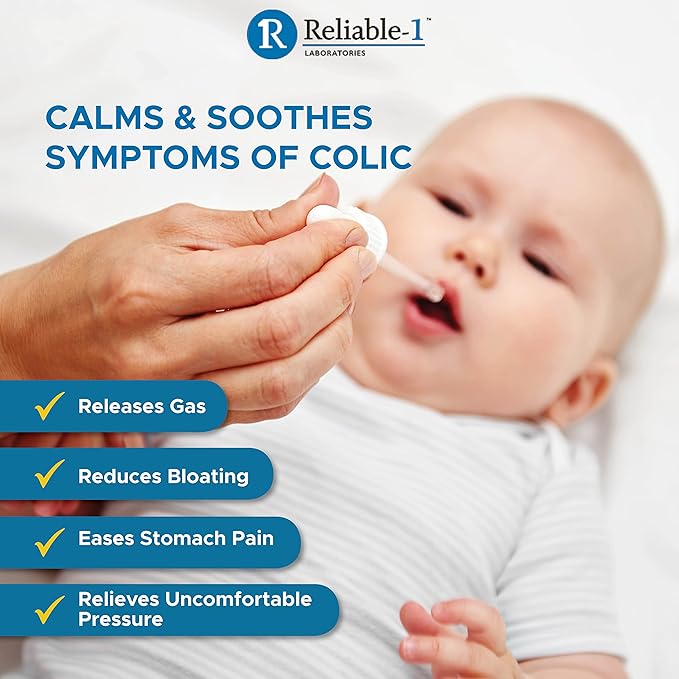 Reliable-1 Laboratories Infants Gas Relief Drops Stomach Relief Gas Drops for Babies, Infants and Toddlers | Simethicone Baby Gas Relief | Safe for Newborns, Dye Free Formula | 1 Fl Oz