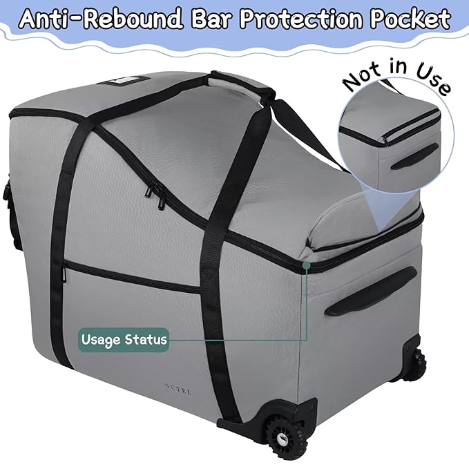 SCTEL Car Seat Bags for Air Travel Fit Chicco Keyfit 35 and Anti-rebound Bar Base, Fit Doona Car Seat Stroller and Base, Nuna Pipa Travel Bag, Infant Car Seat Bag, Doona Travel Bag