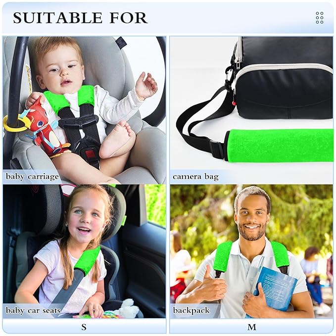 Neon Lime Green Seat Belt Cover 2 Pack for Car Seat Strap Shoulder Seatbelt Covers Baby Kids Soft Car Seat Cover Pad Car Accessories for Boys Girls Adults Babies 10 in