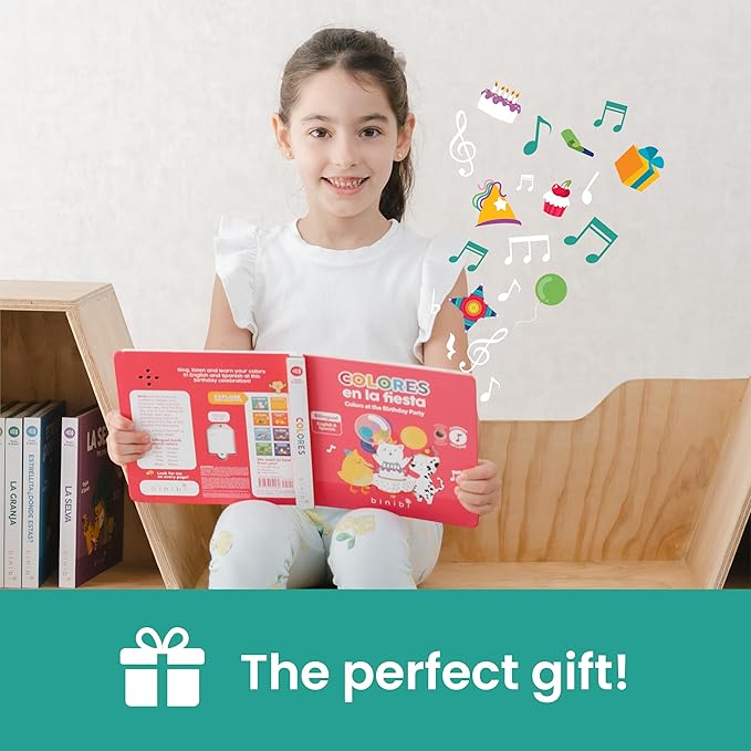 Binibi Counting at the Market – Bilingual Musical Sound Book for Kids 3–5, Learn Numbers in Spanish & English, Interactive Counting Book. Libro en Español para Niños.