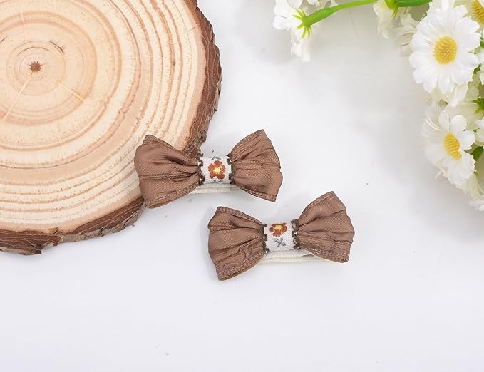 Baby Girls Hair Bow Clips, 10pcs Boutique Cotton Fully Lined Hair Pins, Non Slip Baby Barrettes Accessories for Infants Toddlers Fine Hair by BIANHUAN (Set-E)