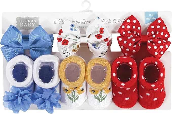 Hudson Baby Girl's Headband and Socks Giftset