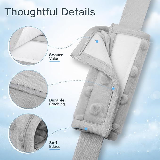 Pro Goleem Car Seat Strap Covers for Babies Unisex Soft Car Seat Strap Shoulder Pads for All Car Seats, Stroller, Pushcar, Small Size Designed for Newborn Gray