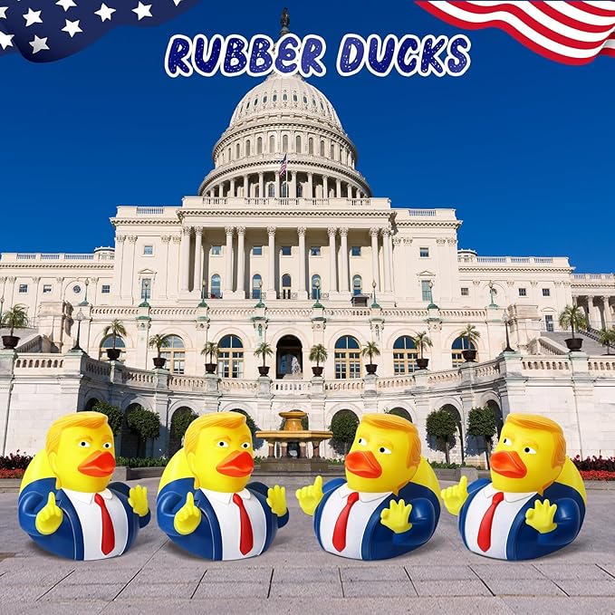 12 Pcs President Rubber Ducks, Funny Duckies, President Memorial and Patriotic Theme Baby Bath Toy, Ducking Game Gifts for Kids Adults, Car Dashboard Decorations, Easter Basket Stuffers for Kids