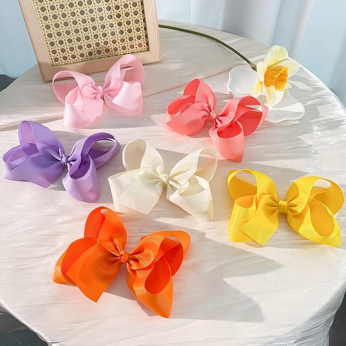 20PCS 4.5inch Layered Grosgrain Ribbon Hair Accessories, Oaoleer Alligator Clips and Barrettes for Baby, Toddler, and Teen Girls (Style-D)