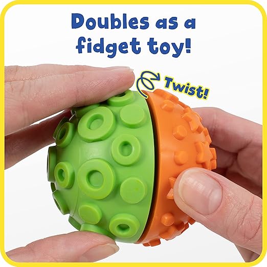 Ready 2 Learn Paint and Dough Texture Spheres - Set of 4 - Ages 2 + - Mix and Match Sensory Fidget Toys for Toddlers - DIY Textures and Patterns, red, Blue, Orange, Green
