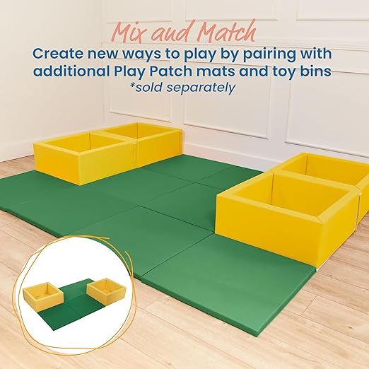 ECR4Kids SoftZone Play Patch Activity Mat Squares, Modular Playmat, Green, 4-Pack