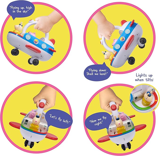 Wow! Stuff Peppa Pig Toys Clever Plane | Pre-School Learning Interactive Toy | 25+ Lights, Sounds and Phrases | Reacts to Motion Detection | for Toddlers Both Girls and Boys Ages 3+, White