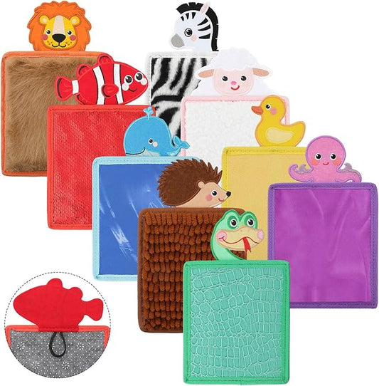 Syhood 9 Pcs Sensory Animal Theme Mat Sensory Toys Sensory Wall Panel for Kids Autism Sensory Products Assorted Textured Sensory Toys for Autistic Boys Girls Sensory Room Calming Activity Supplies