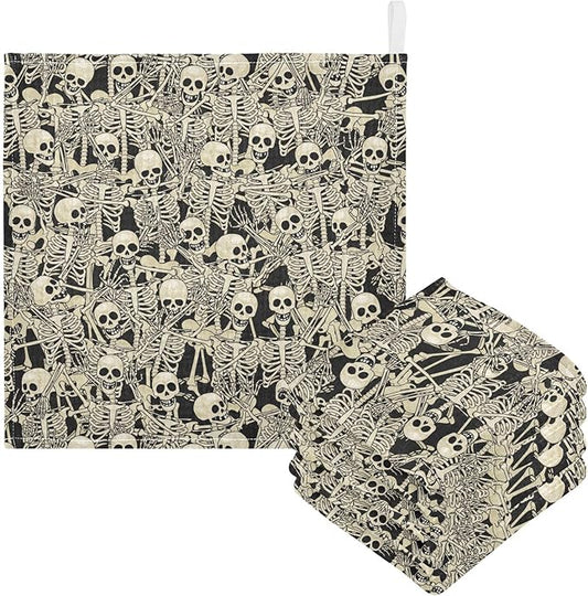 Fun Skull Baby Washcloths Newborn Muslin Burp Cloths 3 Pack Soft Cotton Baby Face Bath Towel Drool Bibs for Infants, Girls and Boys 11.8 x 11.8 Inch