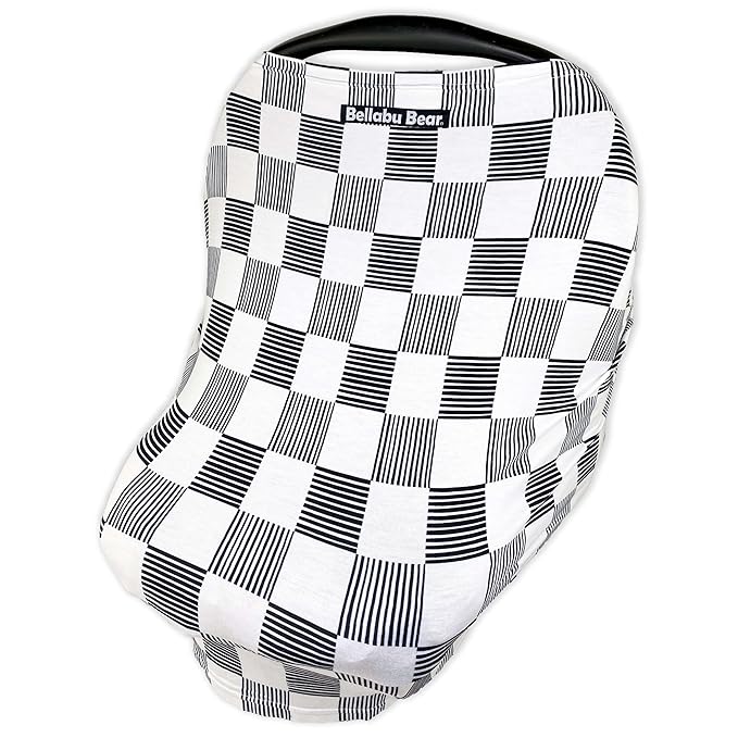 Bamboo 2 in 1 Car Seat & Nursing Cover Checkers