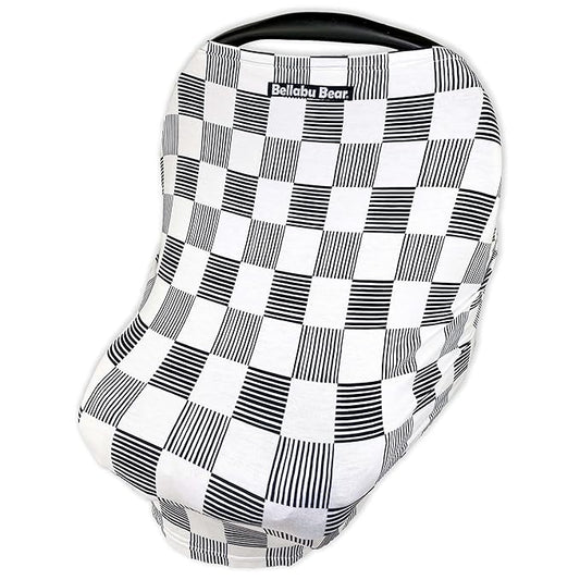 Bamboo 2 in 1 Car Seat & Nursing Cover Checkers