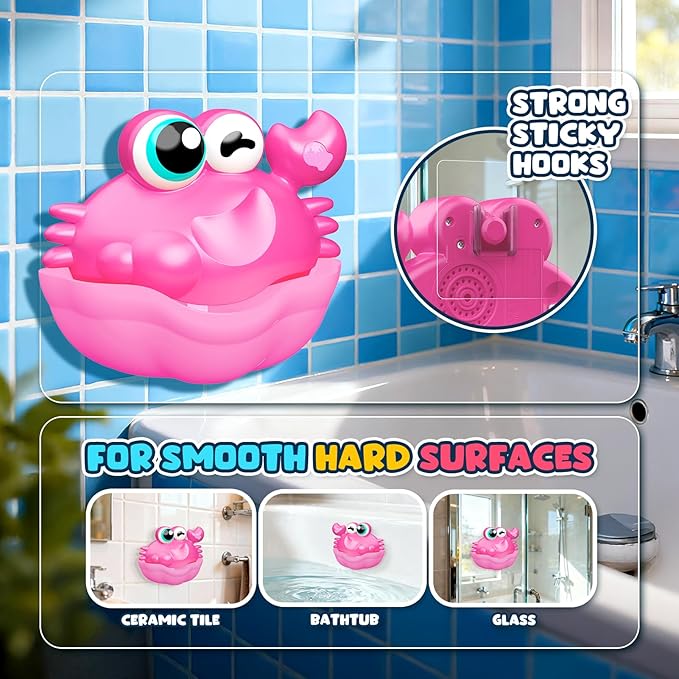 Bath Toys for Kids Ages 1-3,Light Up Baby Bath Toys Crab Bubble Maker with Colourful Light Toddler Bathtub Birthday Gifts Easter Stocking Stuffers for Boys Girls Aged 1-3 2-4 3-5