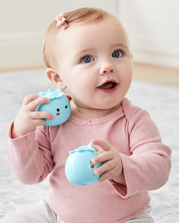 Skip Hop Baby Musical DJ Set with Lights, Songs, and Soft Textures - Farmstand Let The Beet Drop DJ Set and Strawberry Tambourine with Blueberry Shakers Baby Band