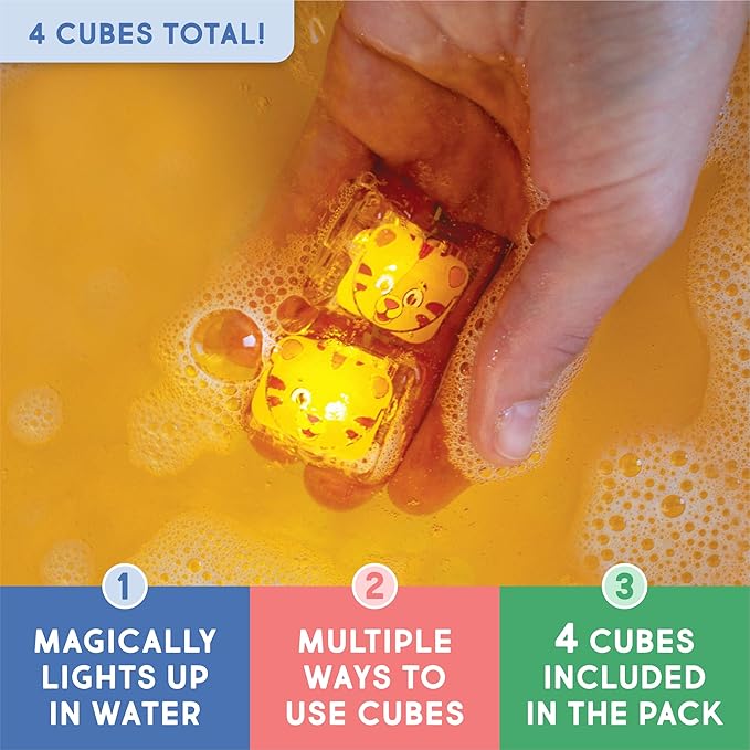 Glo Pals x Daniel Tiger's Neighborhood Water-Activated Bath Toy with 4 Reusable Light-Up Cubes for Sensory Play (Cubes Only)