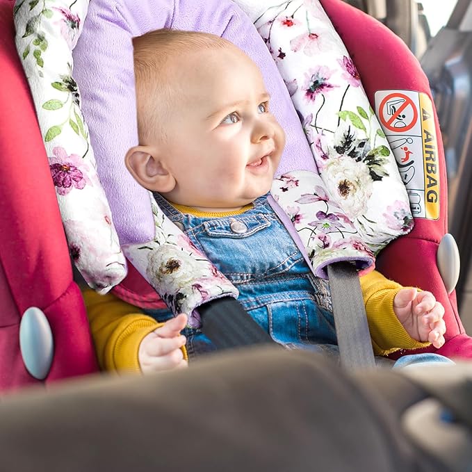 GFU Baby Car Seat Head Support for Newborn, 2 in 1 Infant Car Seat Head Body Support with Strap Pads & Baby Car Seat Cover Winter, Windproof Carseat Covers for Newborn with 2 Layers Window