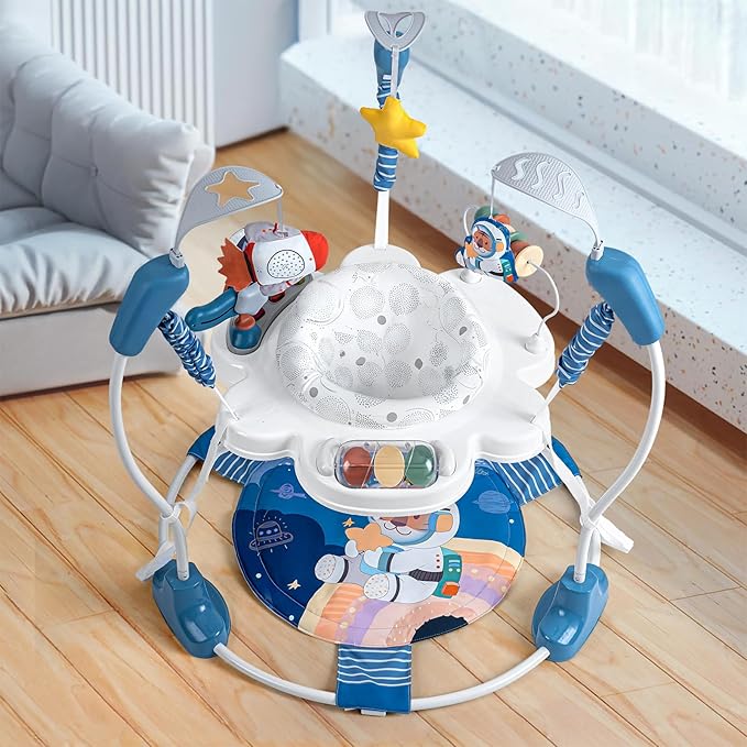 Baby Activity Center, Baby Jumper Activity Center with Music, Interactive Toys, 360° Rotating Seat, 3 Adjustable Heights, Infant Activity Jumper for 6+ Months (Space Tiger)