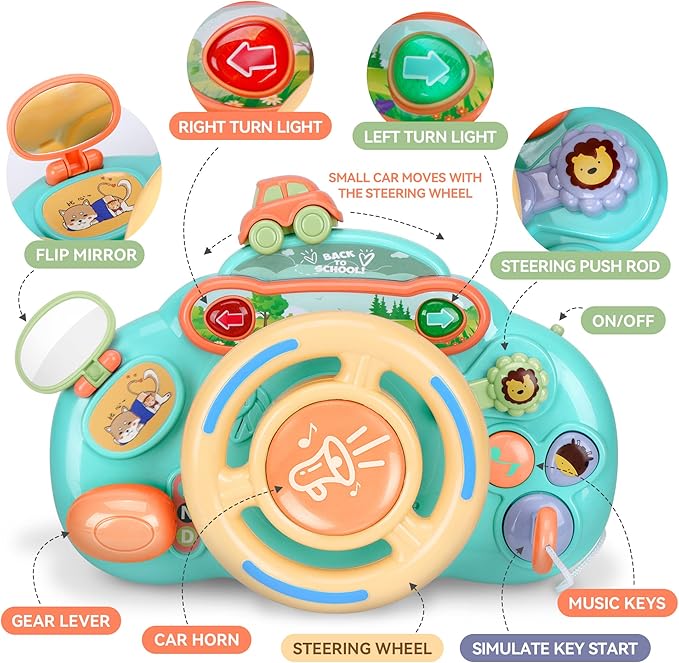 Caterbee Baby Turn and Learn Driver Steering Wheel Toys (Blue)