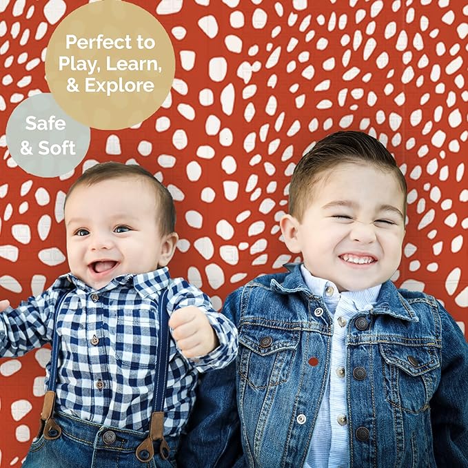 JumpOff Jo Foldable Foam Play Mat – Large Waterproof Baby & Toddler Activity Floor Mat, Double-Sided 70 x 59 Inch Play Surface
