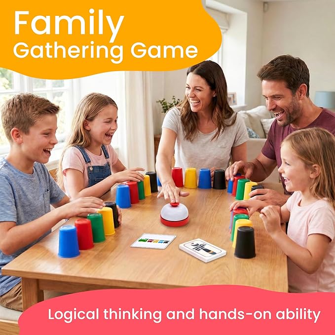 Speed Stacking Cups Set - 30 Colorful Stackable Cups in 6 Colors - Cup Stacking Game for Kids & Family | Sharper Focus, Quicker Hands & Eyes, Brain Power & Team Fun