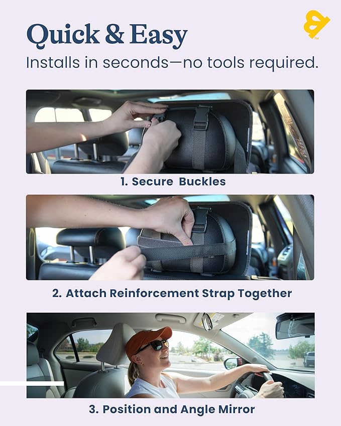 GoldBug Soft Sided Rear & Forward Facing Safety Mirror for Baby & Toddler - Shatter Resistant - Jumbo Baby Car Mirror