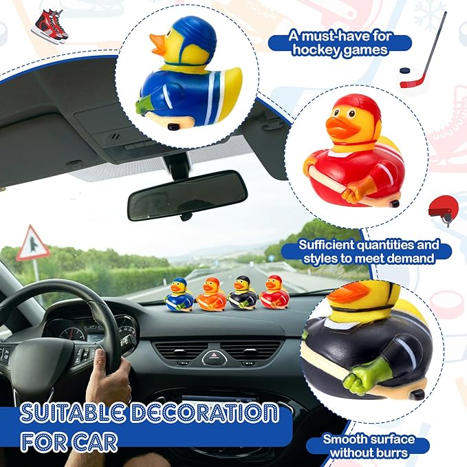 Deekin Rubber Ducks 2 Inch Bulk Sport Party Favors for Team Events Decorations Birthday Party Supplies Club Player Gift(50 Pcs,Hockey Player)