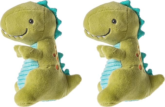 Mary Meyer Pebblesaurus Soft Toy Baby Rattle, 5-Inches, Green Dino (Pack of 2)