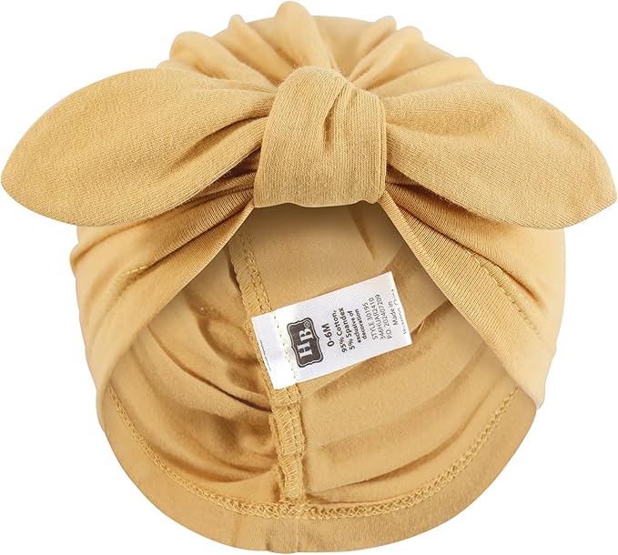 Hudson Baby Infant Girls Turban Cotton Headwraps, 0-24 Months