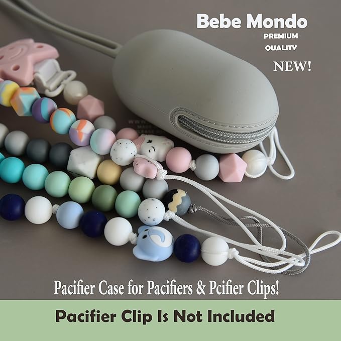 bebe mondo Pacifier Holder W Zipper, Pacifier Case for Diaper Bag Fits Pacifiers, Strollers & Travel Outdoor Activities, 100% Silicone Pacifier Case for Smart Mom Unisex Diaper Bag Accessory -1 Piece