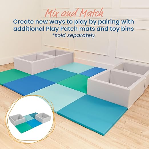 ECR4Kids SoftZone Play Patch Activity Mat Squares, Modular Playmat, Contemporary, 4-Pack
