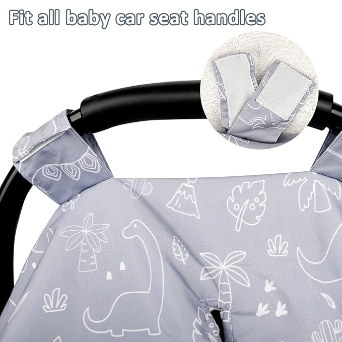 Car Seat Covers for Babies, Peekaboo Opening Infant Car Seat Canopy for Baby Boys Girls, 2 in 1 Mom Nursing Breastfeeding Covers, Minky Warm Carseat Canopy for Newborn, Dinosaur