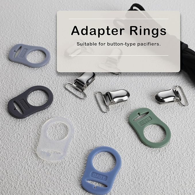 5 Pack Pacifier Clip Silicone Adapter Holder Rings for Pacifier (Food Grade, Multicolor)