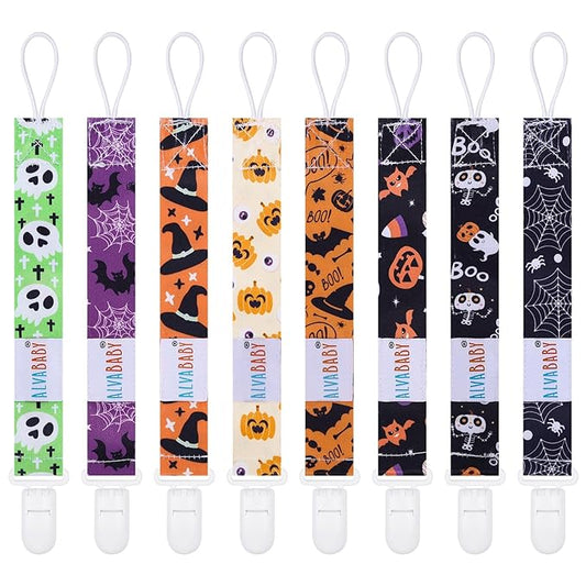 ALVABABY Christmas Pacifier Clips 8 Pack Binky Paci Holder Leashes Teethers 8DBP05-DA