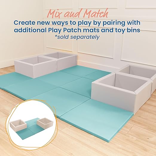 ECR4Kids SoftZone Play Patch Activity Mat Squares, Modular Playmat, Seafoam, 4-Pack