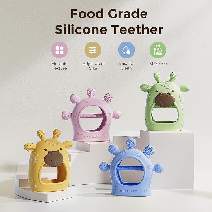 Momcozy Baby Teether Toys | Baby Teething Toys | Baby Teething Relief | Food Grade Silicone Teether Baby Toys | Baby Teether 0-6 Months | Teething Toy 6-12 Months | Baby Essential | Green