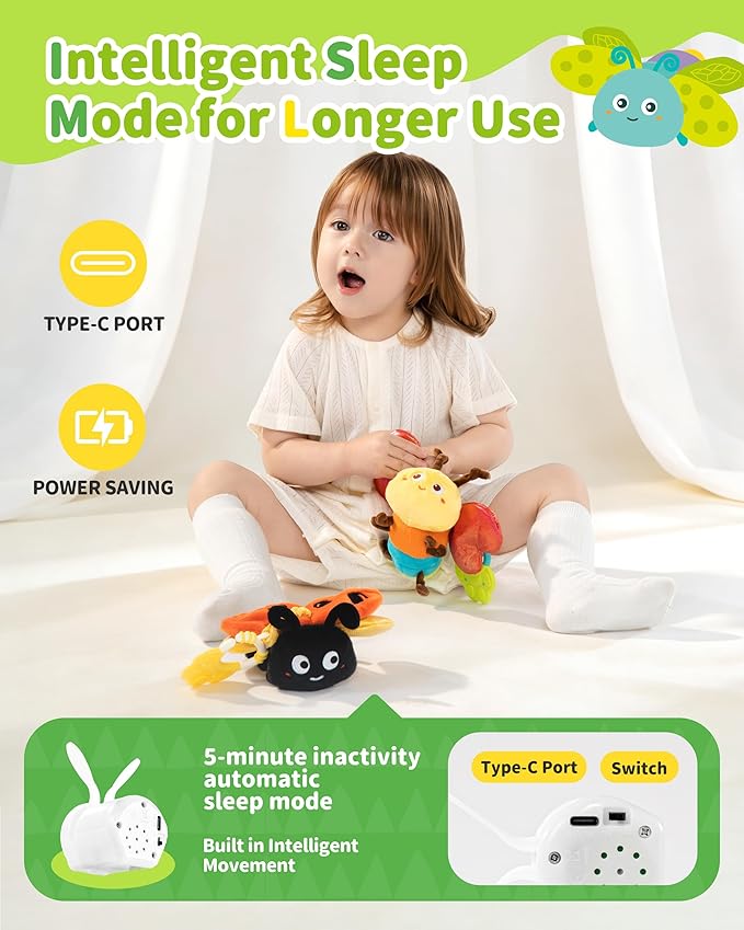 Jollybaby Musical Flying Ladybug Toy - Car Seat, Stroller, Crib & Play Gym Hanging Toys for Baby 0-6-12-24 Months, Tummy Time Sensory Toy for Infant Boys and Girls Easter Gifts