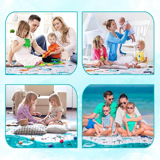 Baby Play Mat 50"x50",Foldable Kids Play Mat for Playpen Washable Crawling Baby Play Mats for Floor Soft Polyester Baby Mat Non Slip Cushioned Playmats for Babies Toddler Infants Tummy Time