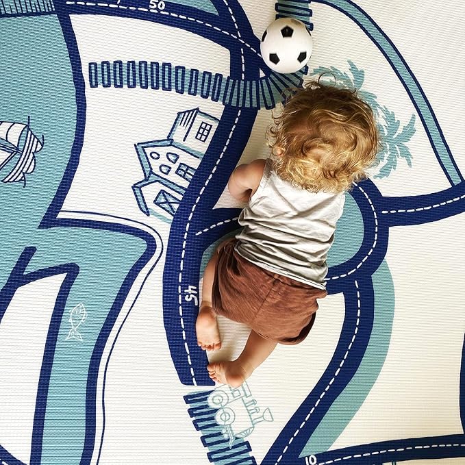 The Shwally PlayMat - Soft Baby Play Mat - Reversible Foam Floor Mat - Waterproof, Wipe-Clean, Durable, Non-Toxic and Hypoallergenic - Large (6.5' X 4.5') (Bowie)