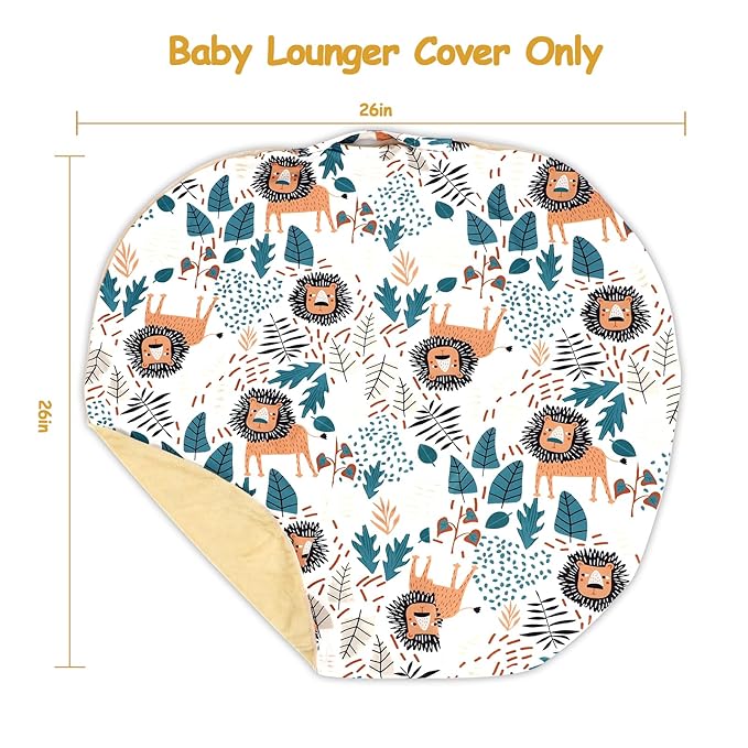 SWESEN Newborn Lounger Cover, 1 Pack Soft Removable Slipcovers for Infant Lounger, Cozy Baby Lounger Cover for Boys and Girls, Covers Only, Lion