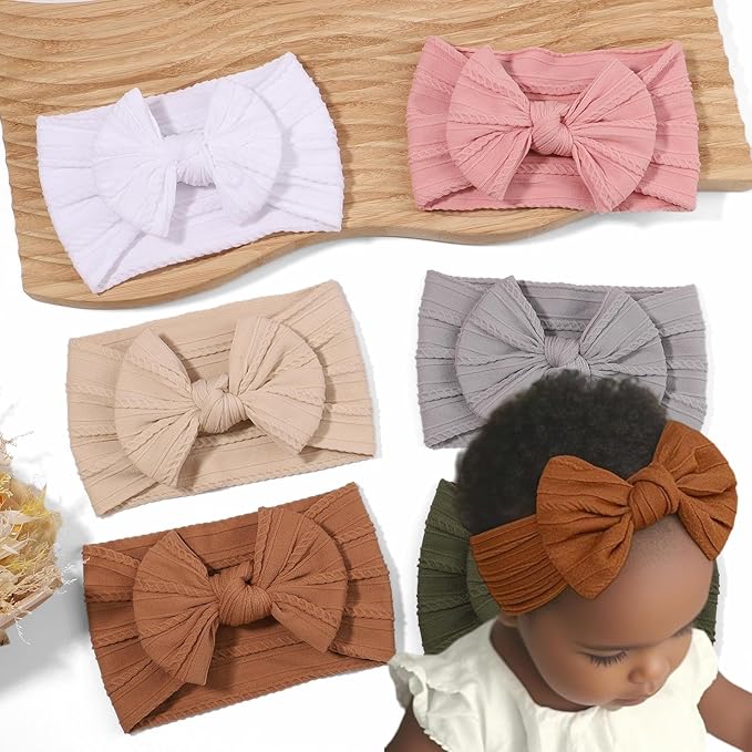 Photography Props Hairband，Super Stretchy Soft Knot Headbands with Hair Bows Head Wrap Hair Accessories For Newborn Baby Girls Infant Toddlers Kids （12 Colors）