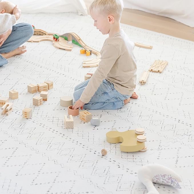 Little Landings Baby Play Mat for Floor - Boho (6x8ft) - Premium EVA Foam Play Mat for Babies & Toddlers (Ages 0-5+) - Non-Toxic Playmat for Tummy Time, Crawling & Playroom - Stylish & Comfortable