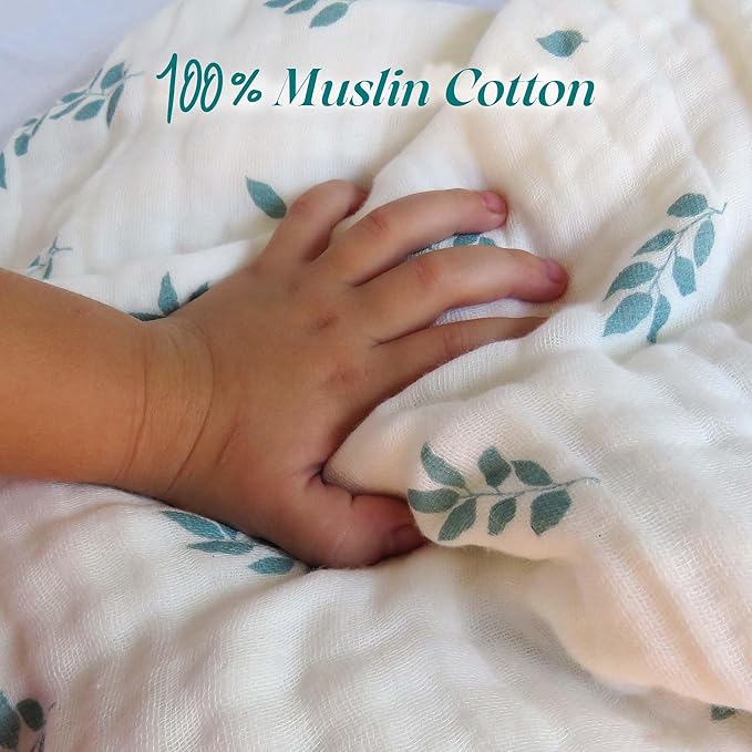 Chungie Soft Muslin Hooded Baby Towels 32x32 inches – 100% Cotton, 6-Layer Breathable Newborn Bath Towels with Hood, Pack of 2 (Printed + Embroidered)