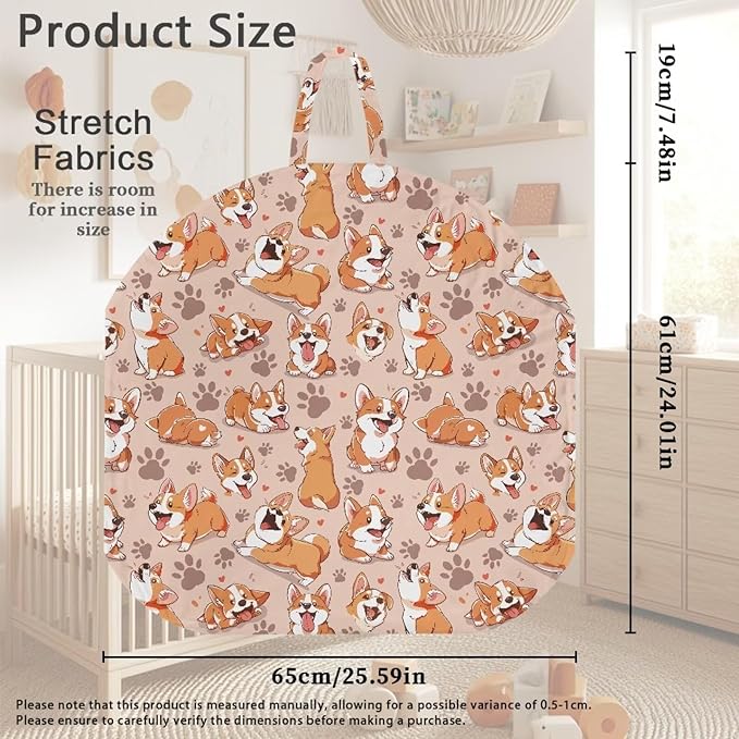 Cartoon Corgi and Paw Newborn Lounger Cover Lounger Cover for Boys Girls Comfy Fit Infant Lounger for Baby, Infant Removable Slipcover Breathable and Washable