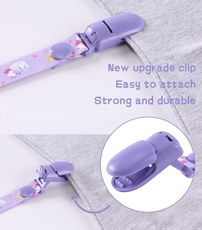 CutiePlusU Adult Size Pacifier Clips 3 Pack-Rabbits, Unicorns and Cats