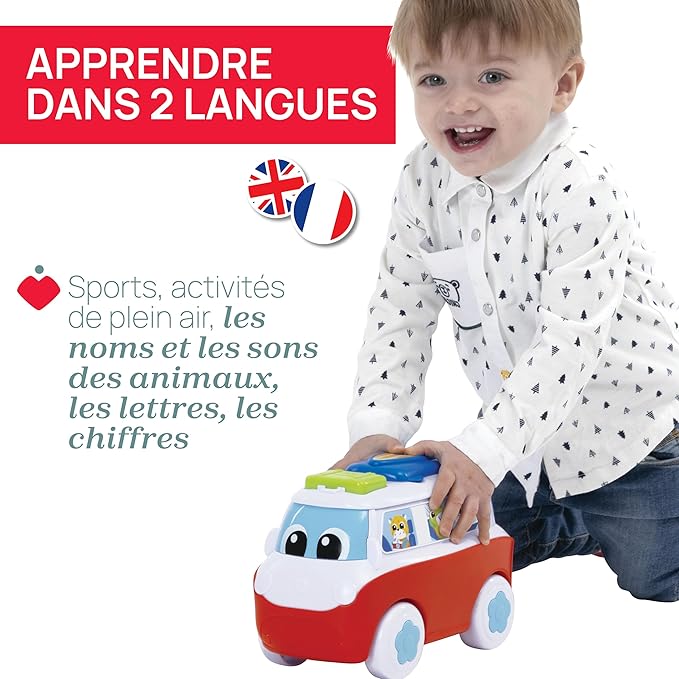 Chicco My first bilingual caravan, educational toy, toy camper, van with activities, 6-button interactive vehicle, songs and stories in Italian and English, babies from 1 to 3 years old