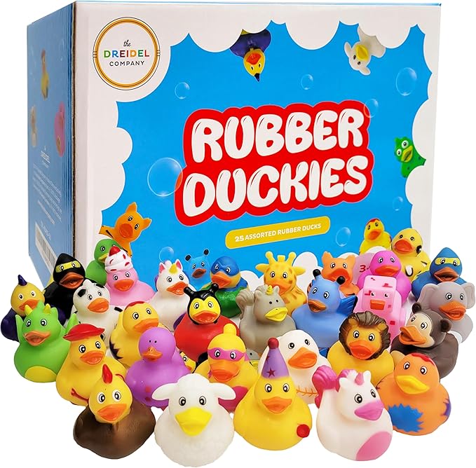 25-Pack Assortment Rubber Duck Toy Duckies for Kids, Bath Birthday Gifts Baby Showers Classroom Incentives, Summer Beach and Pool Activity, 2" (25-Pack)