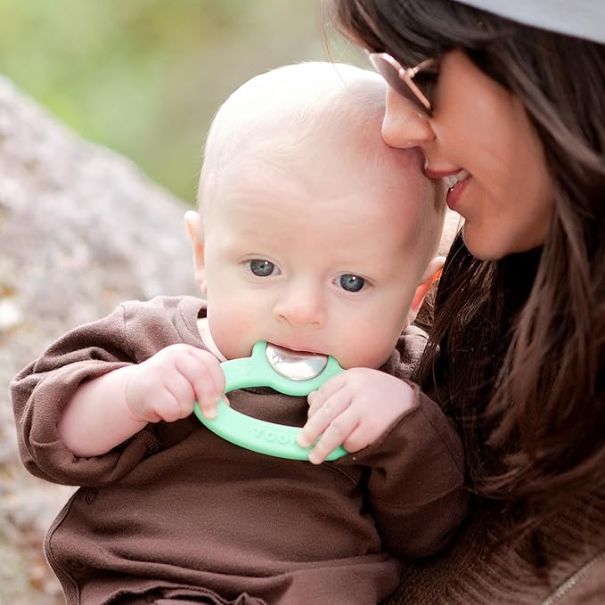 Ice Cold Baby Teether Toy Fast Pain Relief All Natural Silicone and Stainless Steel Ages 3 Mos+ (Mint Green)