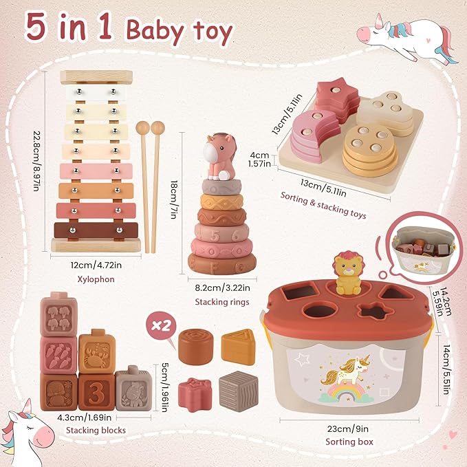 FEBALHS Montessori Toys for 6-12 Months, Baby Toys 6-12-18 Months with Montessori Baby Blocks Toy, Shape Sorting Baby Development Toys for 6+ Month Girls Boys Birthday Chiristmas Gifts