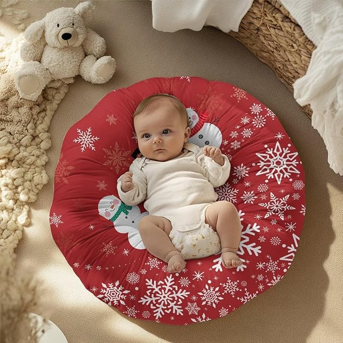 Snowmen and Snowflakes Newborn Lounger Cover Removable Cover Ultra Soft Comfortable Lounger Slipcover Protector Cover for Infant Lounger Pillow Easy to Use and Dustptoof Xmas Decor