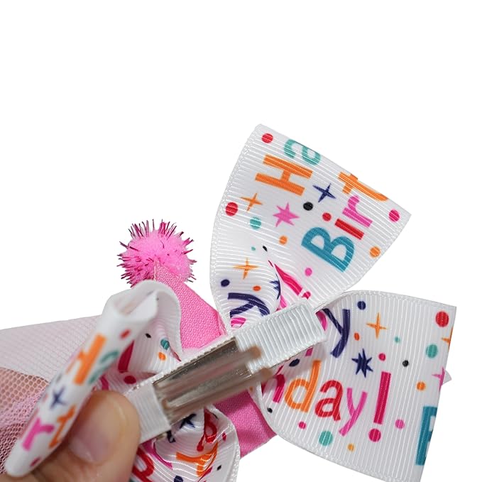 Birthday Hair Bow for Baby Girls 1 2 3 4 5 6 Years Sprinkle Decorations Party Hair Accessories for Five 5th Birthday Confetti Ice Cream